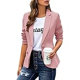Womens Casual Blazers Long Sleeve Lapel Button Slim Work Office Blazer Jacket