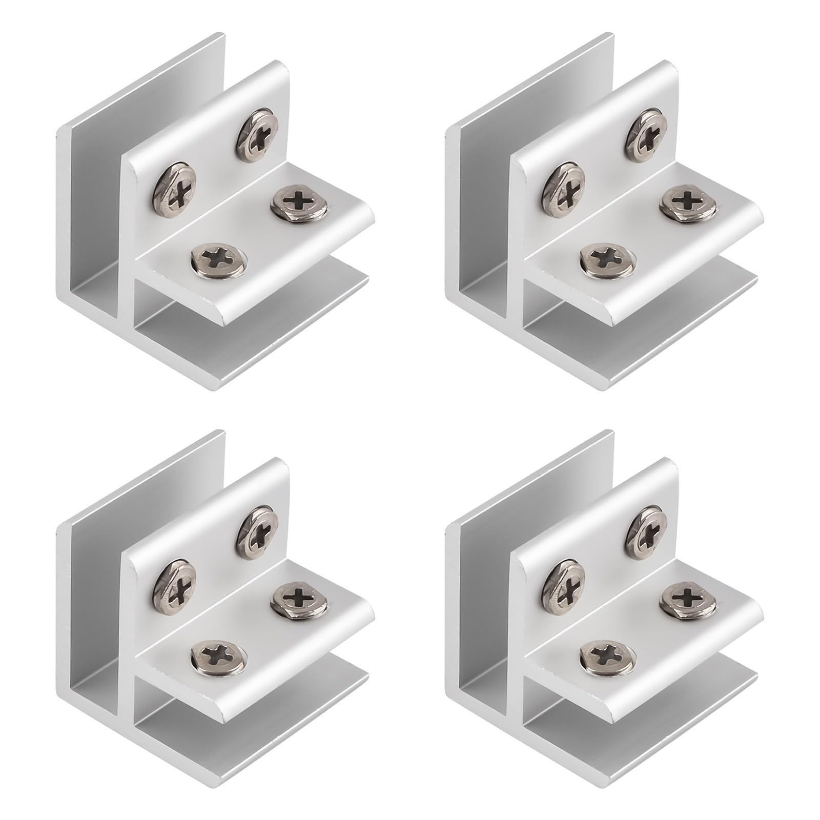 INCREWAY Glass Clamp, 4Pcs Adjustable 90 Degrees Glass Clips Aluminum Alloy Glass Shelf Support Bracket, Glass Holder Connector for 8-10mm Thick Glass