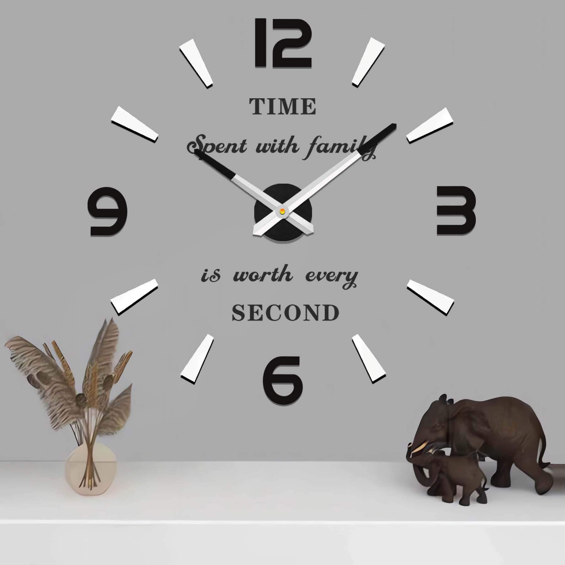 VANGOLD Modern Mute DIY Frameless Large Wall Clock 3D Mirror Sticker Metal Big Watches Home Office Decorations