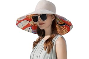 Super Wide Brim Sun Hat for Women Packable Reversible Double-Side-Wear Hats UV Protection Summer Beach Bucket Cap