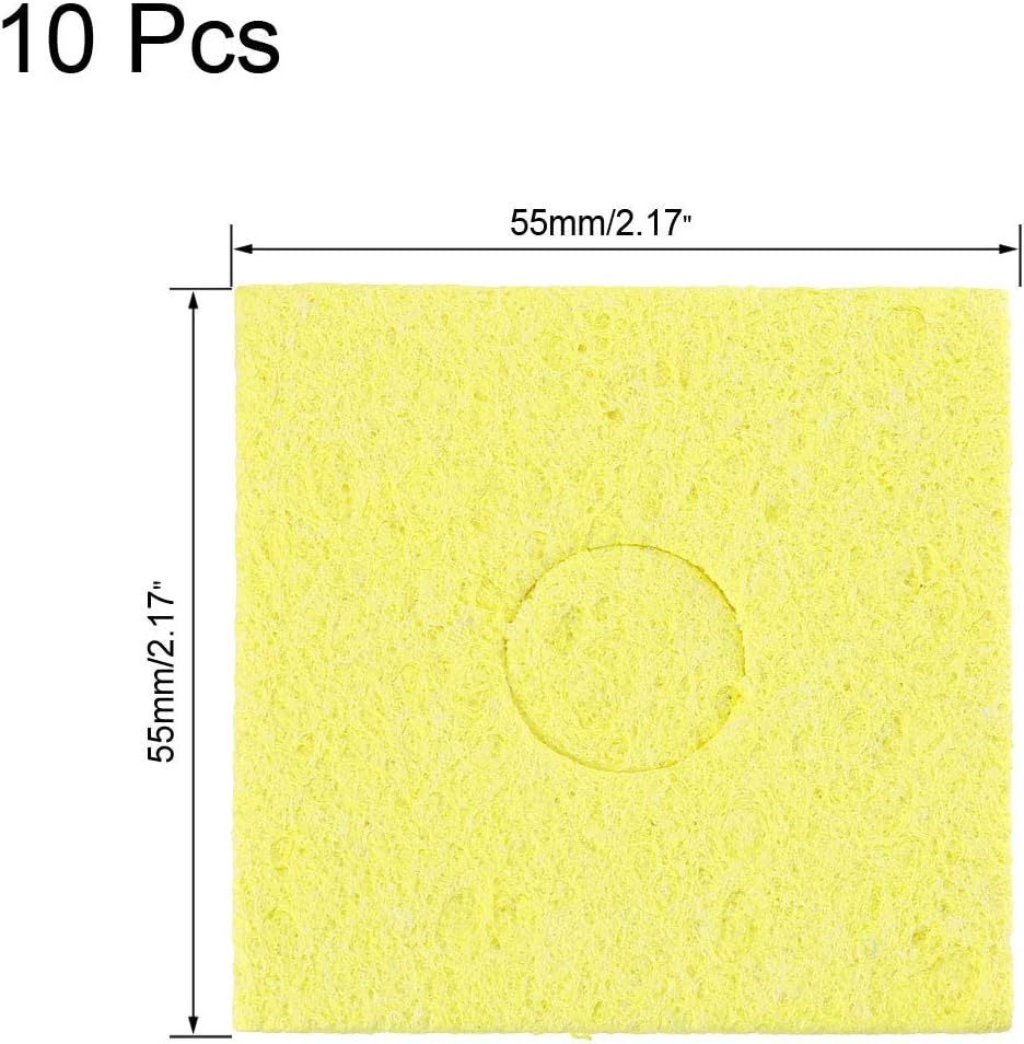 sourcing map Soldering Sponge 55x55x2.5mm for Iron Tips Cleaner Square Yellow 10pcs - Image 3