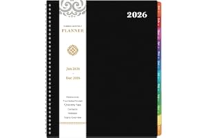 ARTFAN 2026 Monthly Planner - JAN 2026 - DEC 2026 Planner/Calendar,12 Monthly Planner with Contacts & Passwords, 8.5" x 11" Planners 2026, Colorful Tabs, Thick Paper, Black