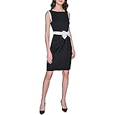 Karl Lagerfeld Womens Lined Arm Trim Scuba Crepe Sheath Dress