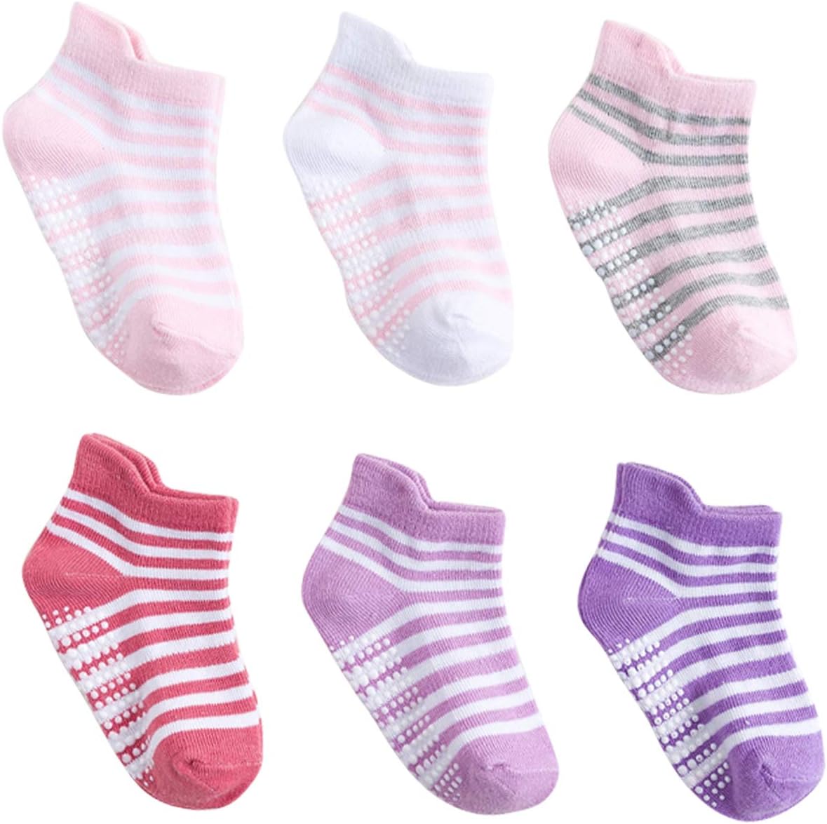 Jastore 6 Pairs Baby Toddler Kids Boys Girls Non Slip/Anti Skid Socks Ankle Socks