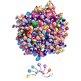 AISIBO Belly Button Rings, 100PCS Women Belly Piercing, Stainless Steel Navel Piercing Jewelry, Body Piercing Navel Rings for Women