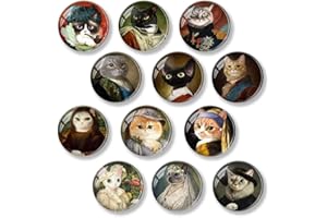 12PCS Cute Cartoon Cats Glass Refrigerator Magnet for Fridge Whiteboard Dishwasher Locker Funny Cat Gifts for Women