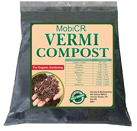 MobiCR.com Vermicompost Manure Half Kg for Gardening and Potting - Best Fertilizers for Home Plants, Tulsi, Flowers, Fruits, Rose Plants, and Other Indoor Plants (0.5)