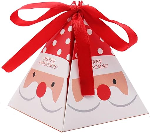 Lumanuby 30 x Pyramide Süße Cajas de Regalo Navidad Bolsas de Papel Tema Suelo del Paquete