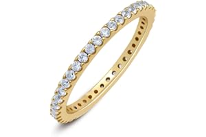GOURIK Stackable Eternity Ring for Women |Gold Plated – Ruby, Blue Sapphire, Simulated Diamond, Pink Sapphire, Emerald| Wedding Band |hypoallergenic Rings| Labradorite Ring | Birthstone Gift Jewelry for Her
