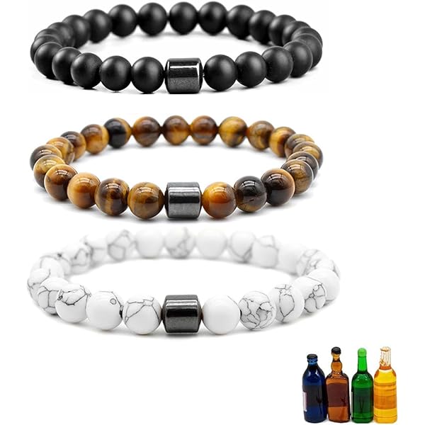 2-Pack Hematite Evil Eye Bracelets - Magnetic, Anti-Alcohol, Adjustable For Anxiety Relief