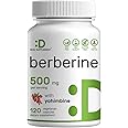 Berberine Supplement with Yohimbine, 500mg Per Serving, 120 Veggie Capsules – Root & Bark Extracts – High Absorption Hydrochloride HCl Forms – Non-GMO, Vegan