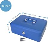 Cathedral Products Key Lockable Cash Box 10 Inch Blue with 6 Compartment Tray view 2