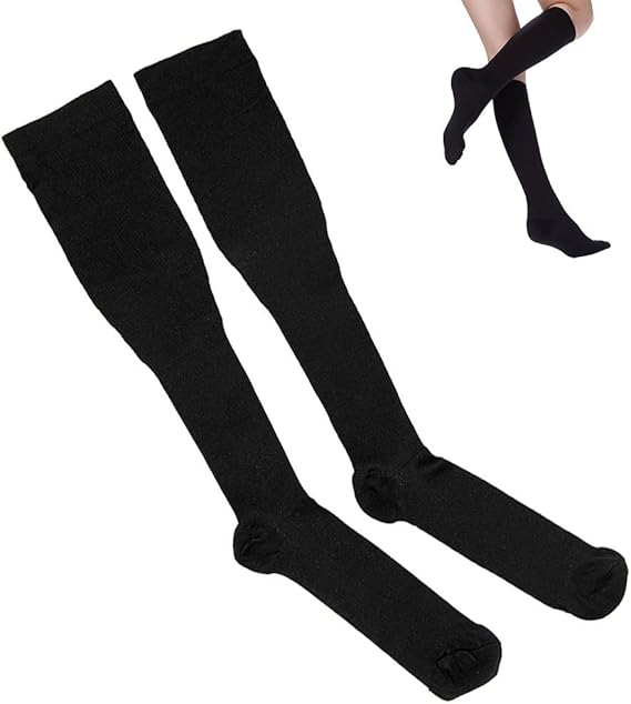 Amazon Newsoul 靴下 着圧ソックス 着圧 ハイソックス 綿100 消臭 夏 むくみ解消 冷え性 弾性ストッキング脚痩せ 足やせ レディース メンズ 上質 セット 男女兼用 ブラック S ソックス 通販