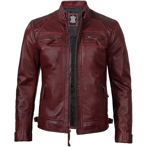 fjackets Real Lambskin Leather Jackets — Moto Quilted Cafe Racer