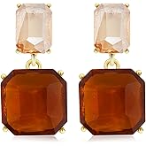 JOONL Dainty Transparent Geometric Square Crystal Dangle Drop Earrings Sparkly Rhinestone Rectangle Stud Earrings for Women