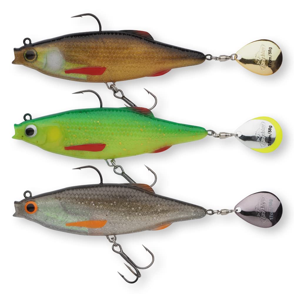 Berkley Pulse Realistic Roach Flash - Soft Rubber fishing lures with spinner blade tail and razor sharp hooks. Lures for fishing for perch, zander, pike and bass. Ready to fish spinning lures, 17cm