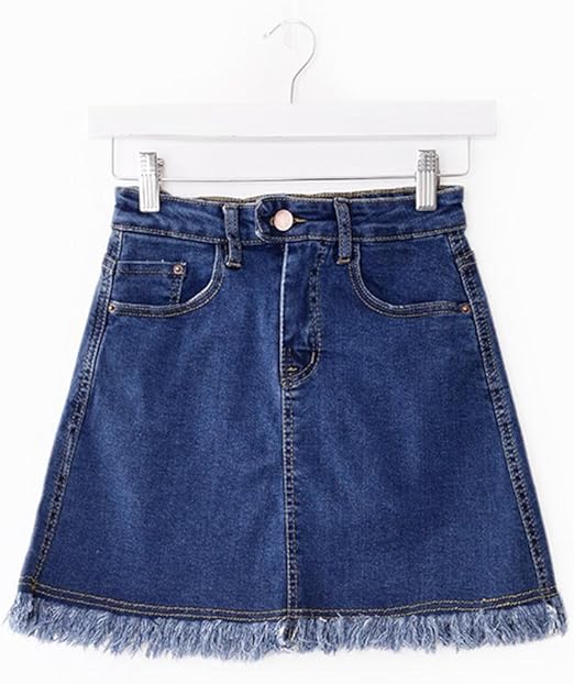Amazon アンバーキー Umbarkie レディース デニム スカート ジーンズ ミニ丈 フリンジ 切りっぱなし パーカー トレーナーとコーデしてカジュアルに スカート 通販