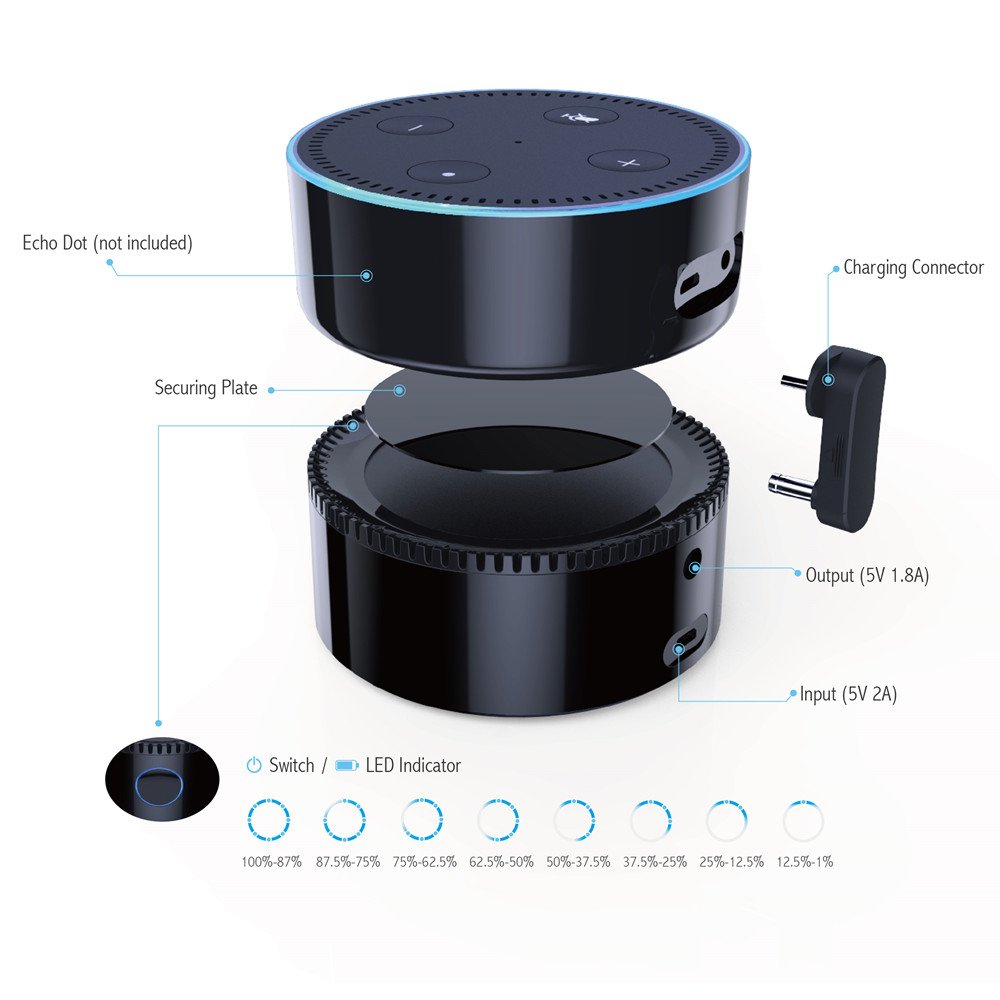 how to use echo dot without being plugged in