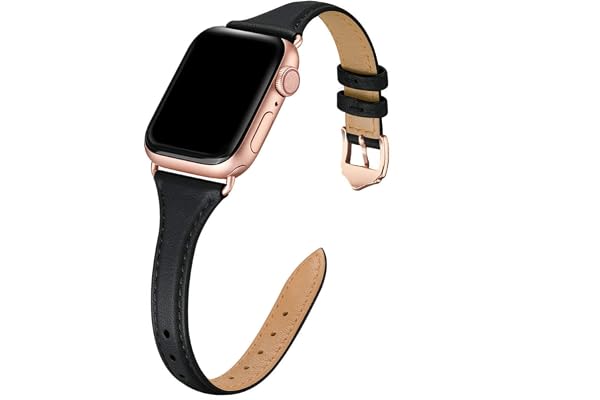 WFEAGL Leather Band Compatible with Apple Watch Strap Women, Genuine Leather Thin Slim Bracelet Bands for iWatch Series 11 SE
