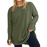 Women's Plus Size Long Sleeve Tunic Top Crew Neck Summer Oversized Fit Basic T Shirts Blouse