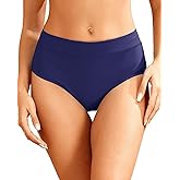 Tempt Me Women Mid Waist Bikini Bottoms - Full Coverage Bathing Suit Swim Bottom Swimsuit Swimwear