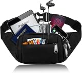 SUPHOSMT 4 Pockets Black Bum Bag Large Waist Fanny Pack Waterproof for iPad Mini view 2