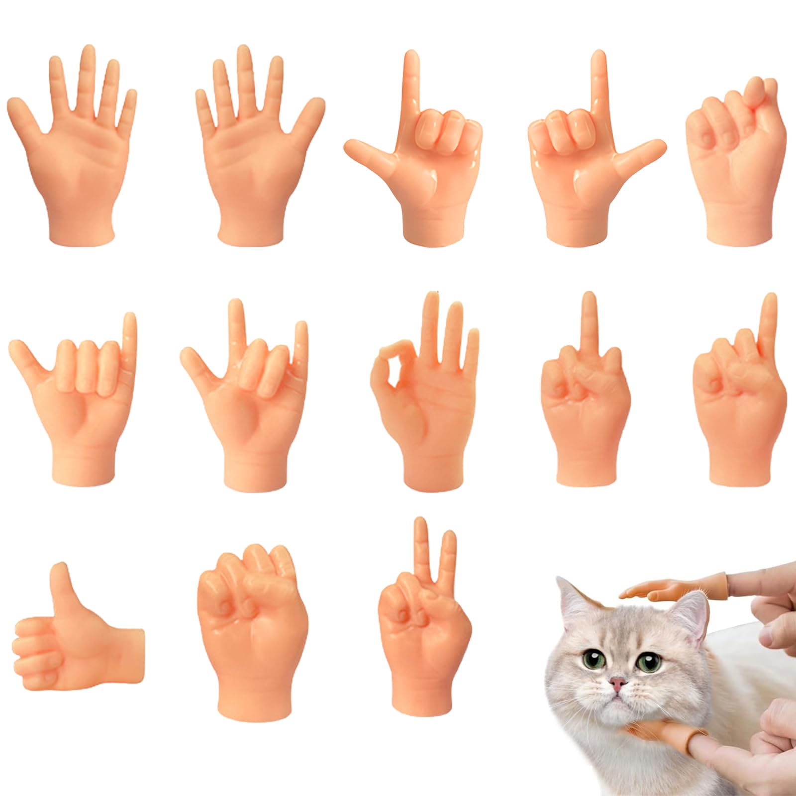 13Pcs Tiny Hands, Middle Finger Puppet, Tiny Hands on Sticks, Finger Props Rock-Paper-Scissors Toys for Game, Halloween, Christmas, Funny Hand Accessories