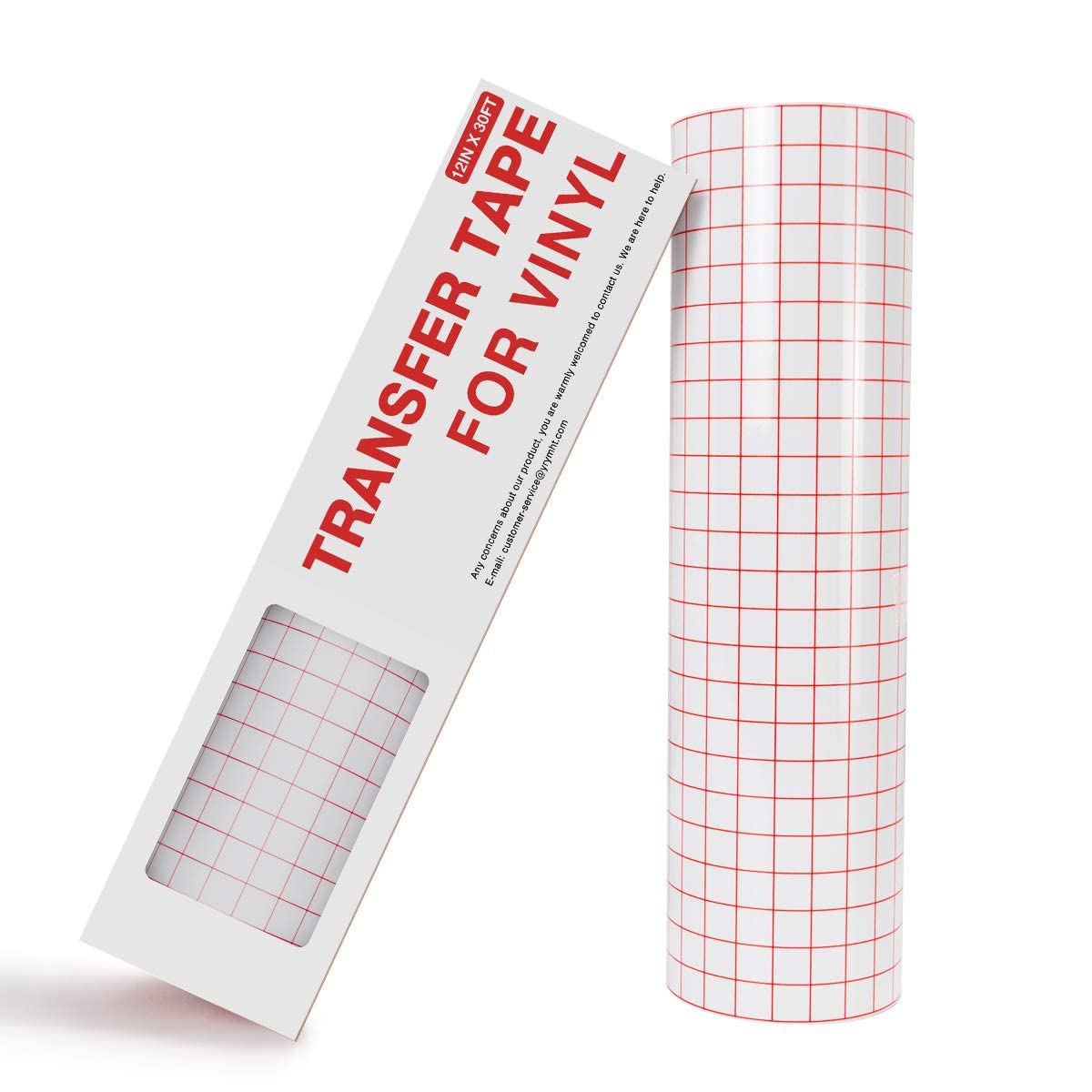 YRYM HT Transfer Tape for Vinyl, 12”x 30 Feet(30.5 * 914cm) Transfer Tape with Red Alignment Grid Medium Tack Vinyl Transfer Tape Roll for Decals,Signs, Windows and Stickers