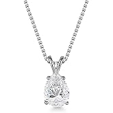 STARCHENIE Moissanite Pendant Necklace for Women D Color VVS1 1.25CT Moissanite Necklace Pear Cut 925 Sterling Silver 18K White Gold Plated Jewelry