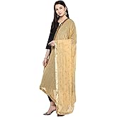 themilestocks Woman's Embroidered Chiffon Dupatta Scarf Shawl Wrap Soft Indian Bridal Wedding - Off White