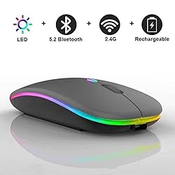 Wireless Bluetooth Mouse,LED Dual Mode Rechargeable