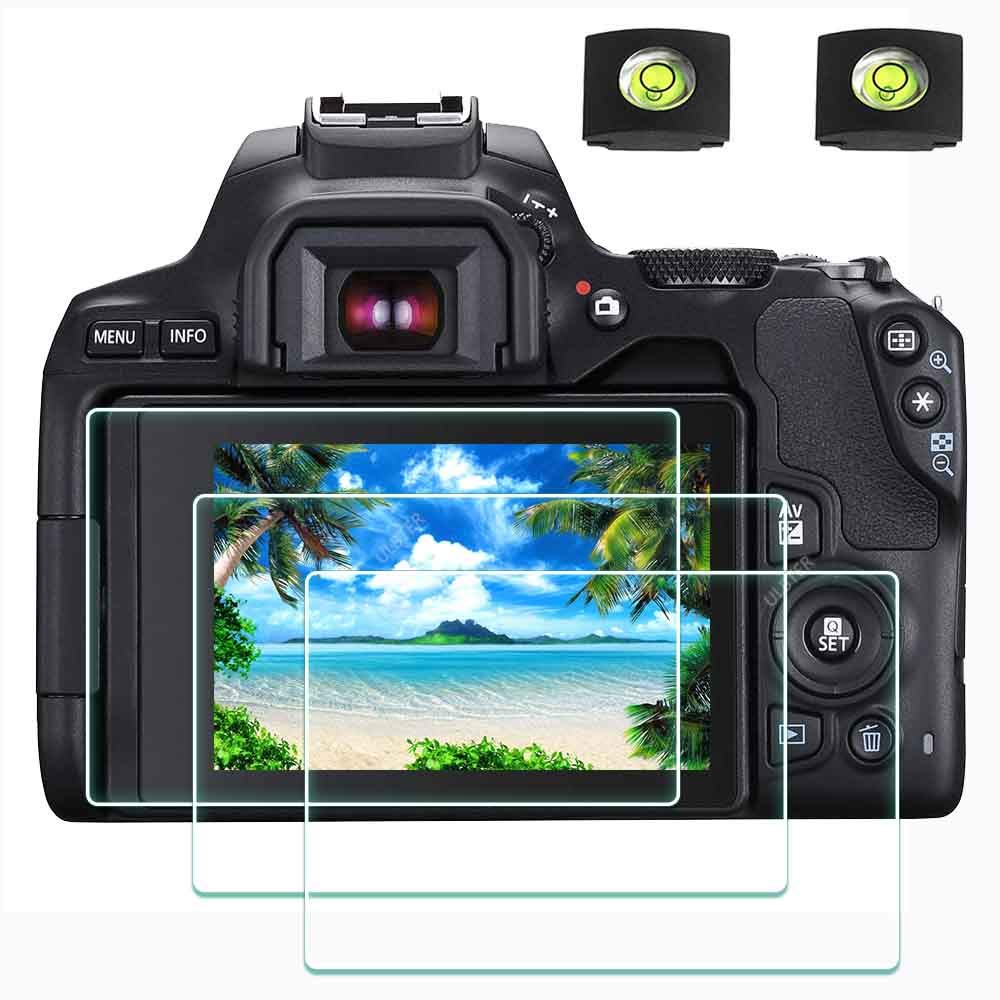 ULBTER EOS 250D Screen Protector Appliable for Canon EOS 250D DSLR Camera & Hot Shoe Cover [2+3Pack], 0.3mm 9H Hardness Tempered Glass Flim Anti-Scrach Anti-Fingerprint