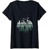 Womens Vintage Forest Trees Wildlife Nature V-Neck T-Shirt