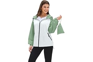 PITINAN Women's Lightweight Hooded Raincoat Waterproof Windbreaker Jacket Packable Active Outdoor Rain Jackets S-XXL