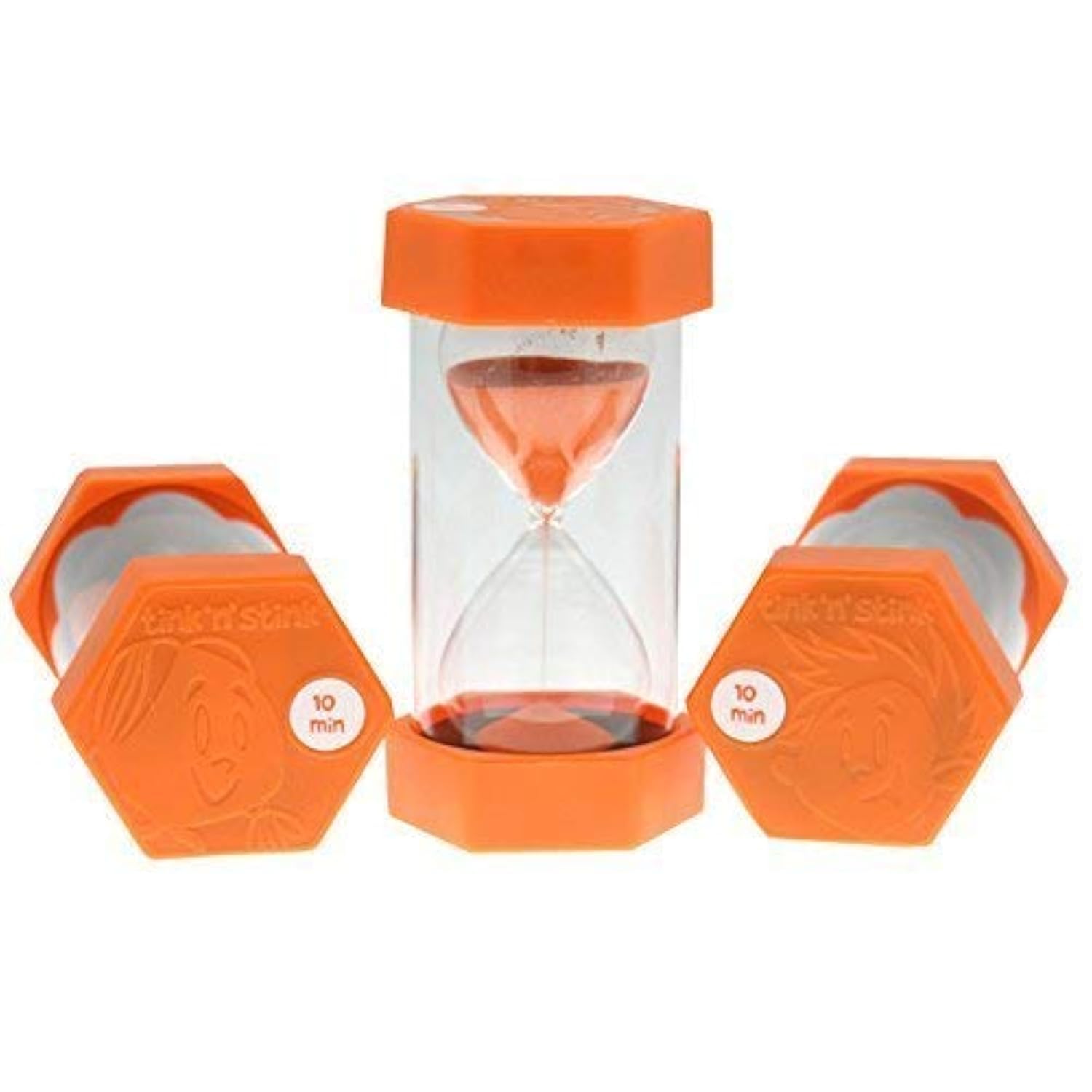 Tink n Stink Large Sand Timer 10 Minute Orange Hourglass with Robust End Caps Quiet Time Management Classroom Exams Home Office