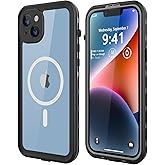 Dewfoam for iPhone 14 Plus Waterproof Case - Shockproof, Dustproof, Built-in Screen Protector, Magnetic Ring, 6.7" (Black)