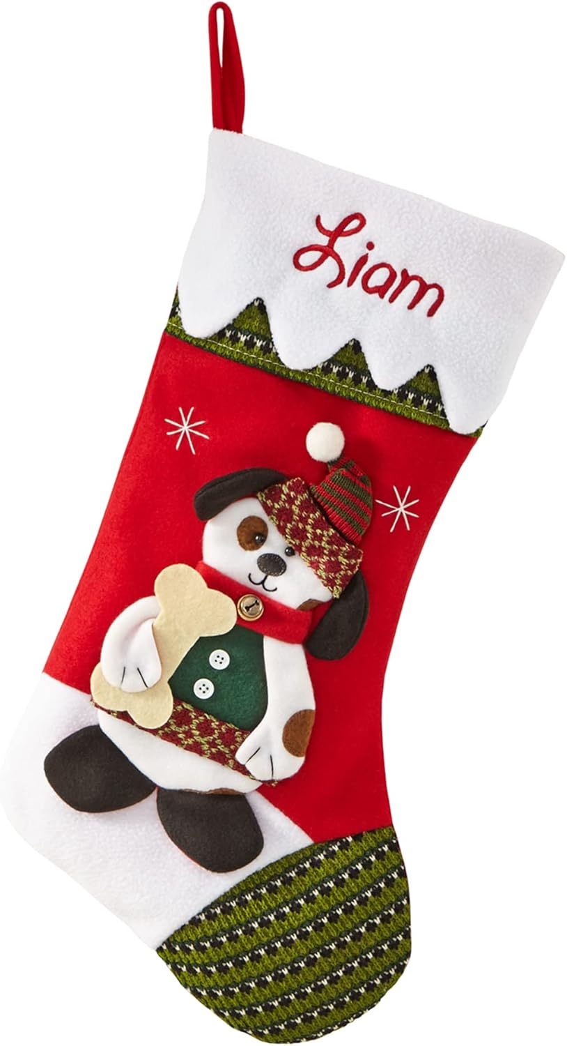Stockings & Holders - Let's Make Memories Personalized Christmas Stocking - Snow Cap - 3D Plush Character - Embroidered Name - Christmas Décor - Holiday Décor - Customized Stockings For Family - Dog