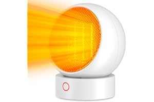 HandFan Small Space Heater, 1000W PTC Ceramic Mini Desk Heaters, Cute Personal Electric Heater, Space Saving, Quiet Operation, for Office, Bathroom, Bedroom, Indoor Use(White)