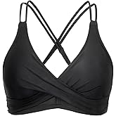 Holipick Women Black High Waisted Bikini Twist Front Swimsuits 2 Piece Lace Up Bikini top with Tummy Control Swims