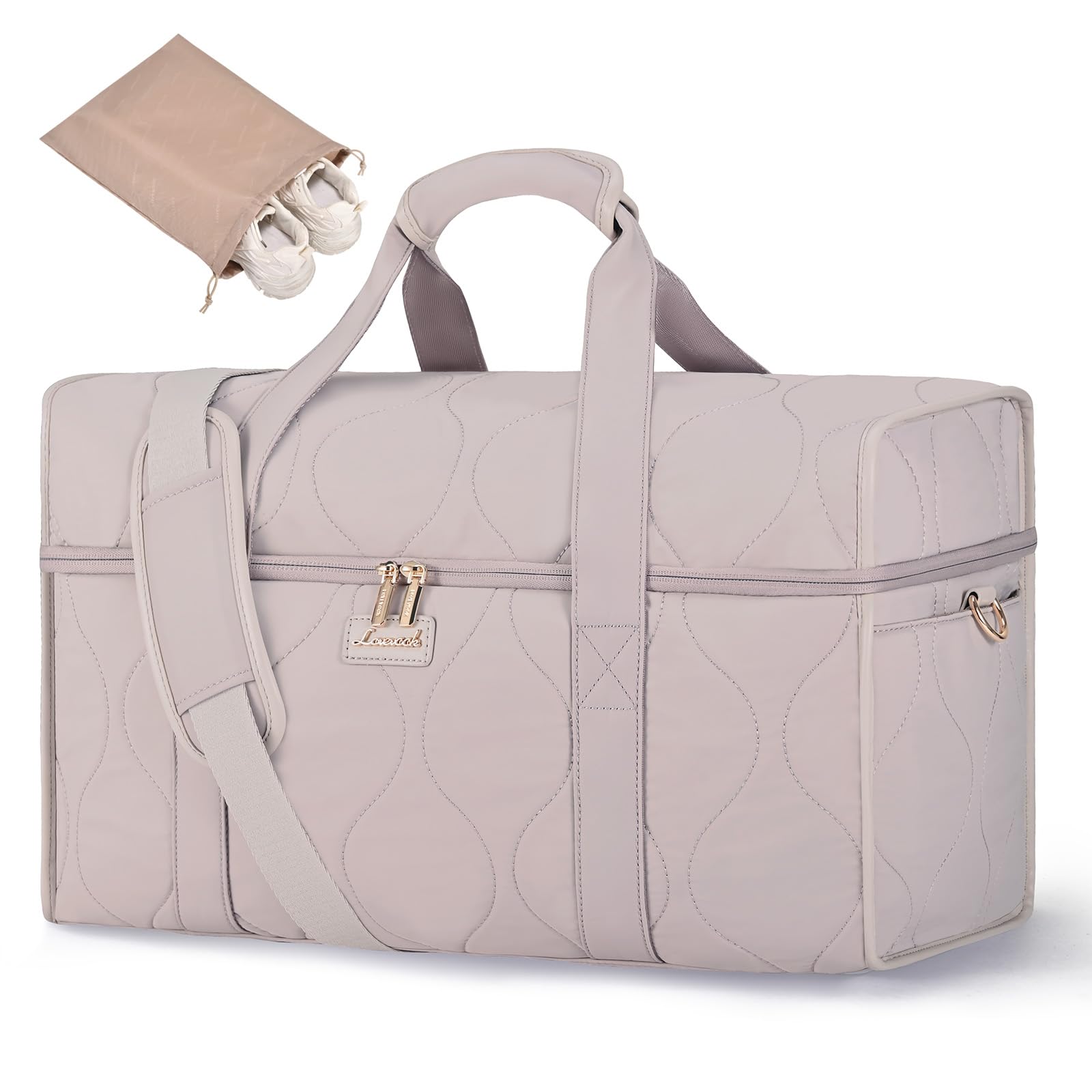 LOVEVOOK Travel Duffle Bag, Weekender Bags For Women, Carry On Personal Item Travel Bag For Airplanes, Overnight Bag Hospital Bag for Labor and Delivery, Yoga Gym Tote with Wet Pocket & Shoe Bag, 3Pcs Image