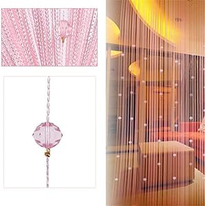 Lelinta String Tassel Crystal Beads Curtain,100 x 200cm Curtain Door Screen Panel Home Decor Divider for Bridal Chamber Room Beauty Salon Bedroom New Home Hotel Decoration(Pink)