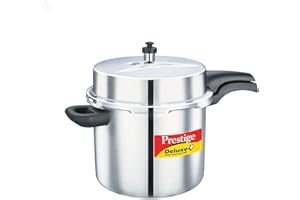 Prestige PDA-10L 10-Liter Deluxe Alpha Induction Base Stainless Steel Pressure Cooker, Small, Silver