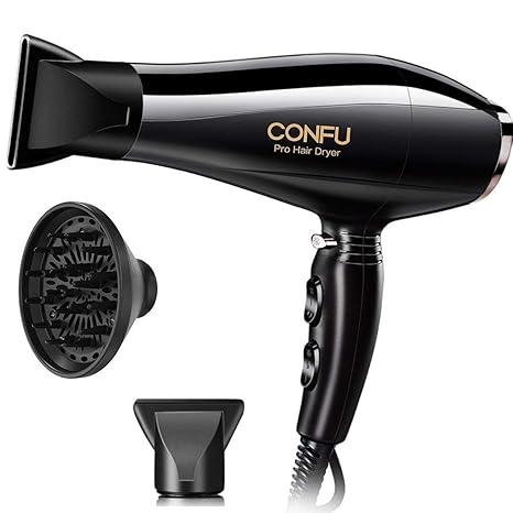 2300W Professioneller Haartrockner Föhn mit Diffusor, CONFU Fön Ionen Salon leistungsstarker Motor AC Schnell Trockner mit St