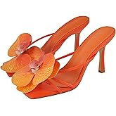 Richealnana Women's Clear Square Toe Sandals Stiletto Heel Slip On Mules Shoes