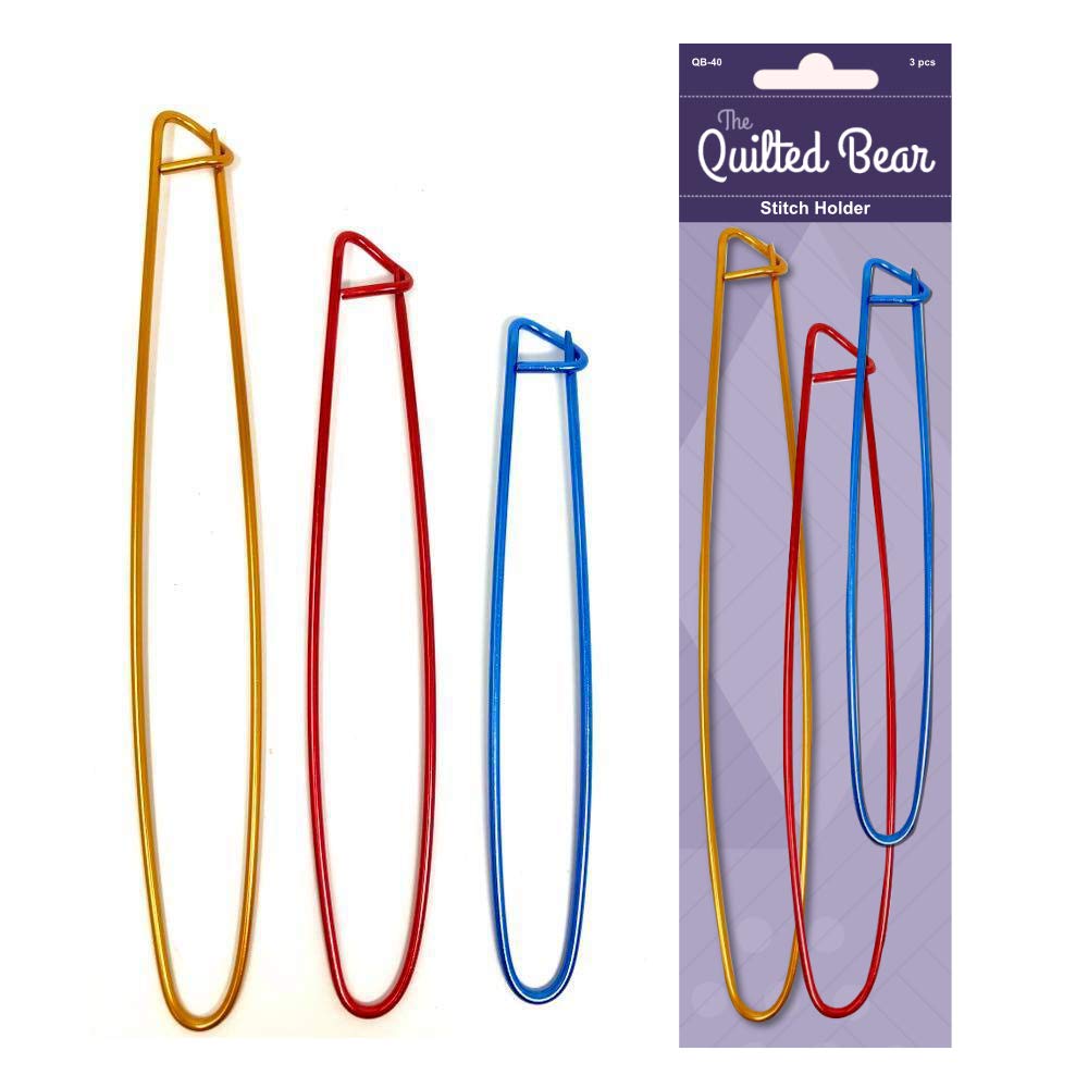 The Quilted Bear Knitting Stitch Holders - Premium Aluminium Stitch Holders for Knitting Set with Two Different Sized Sets (Large Set)