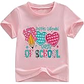 Faithtur 3-9Y Little Kids Toddler Girl 100 Days of School Shirt Letters Pencil Print Tops Cute Short Sleeve Tees