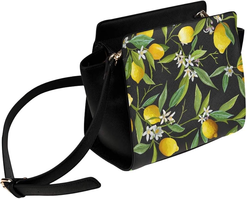 Zip Shoulder Bag Fresh Fruit Yellow Lemon Limes Satchel Bag