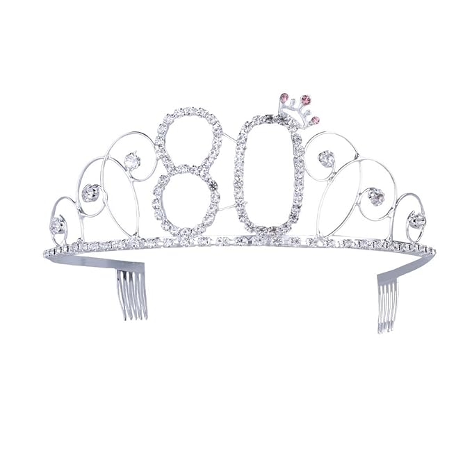 Frcolor Happy Birthday 80th Crystal Rhinestone Tiara Crown Amazon.co