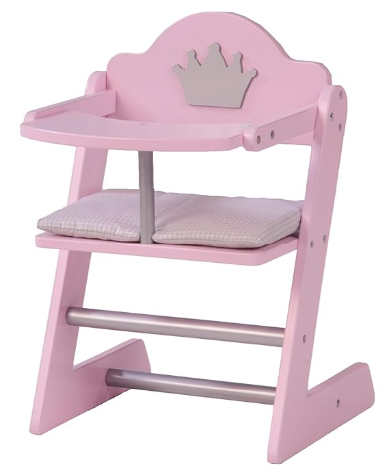 roba Puppenhochstuhl, Puppenmöbel Serie 'Prinzessin Sophie', Puppenstuhl für Puppen und Babypuppen, Puppenzubehör, rosa/silbe