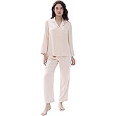 Joyaria Silk Satin Women Pajama Long Sleeve Pj Set Button Down 2 Piece Loungewear Lightweight Breathable Sleepwear S-XXL